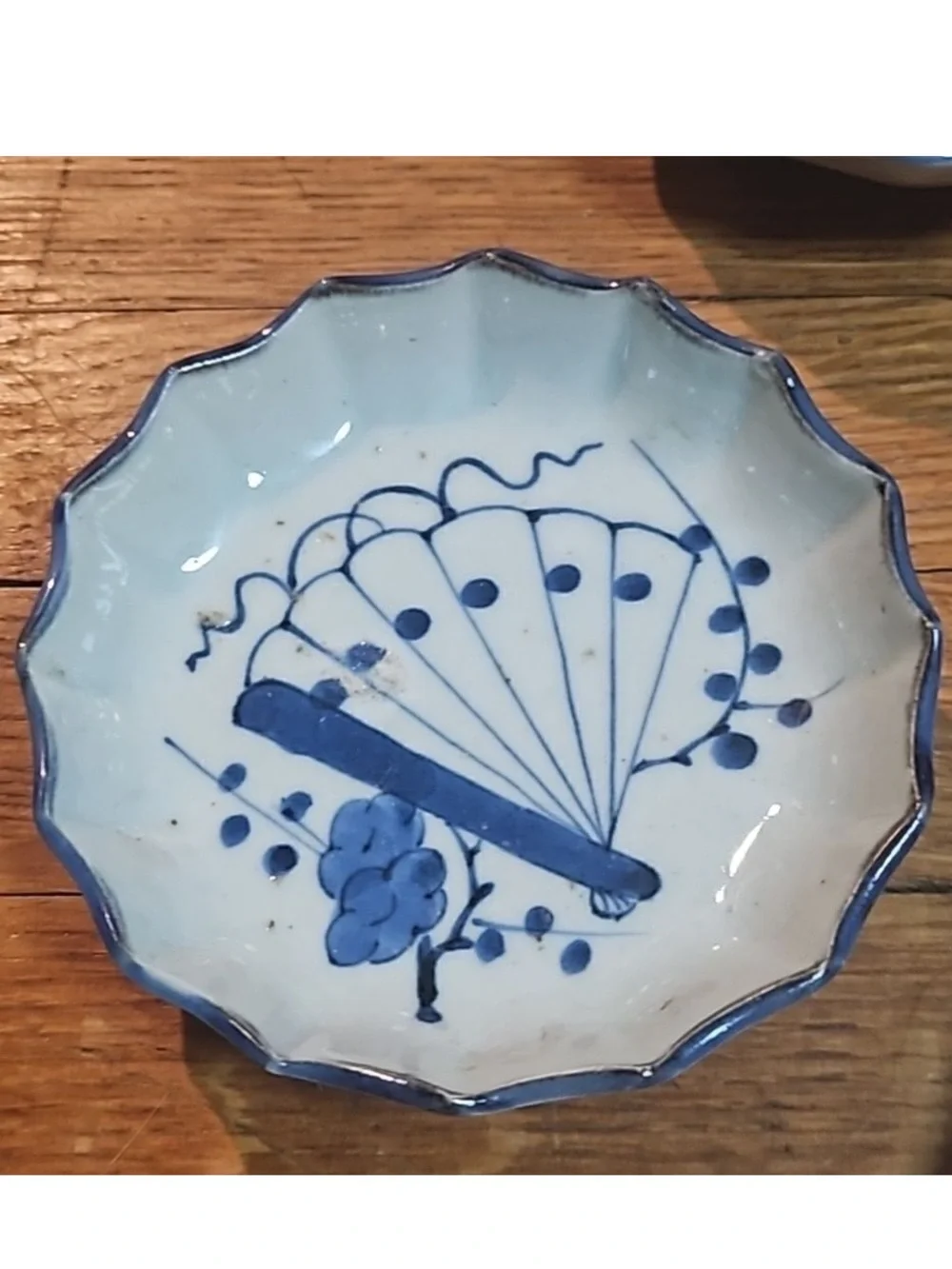 Antique Japanese Dipping bowls Blue Delft Butterfly Small Setb5